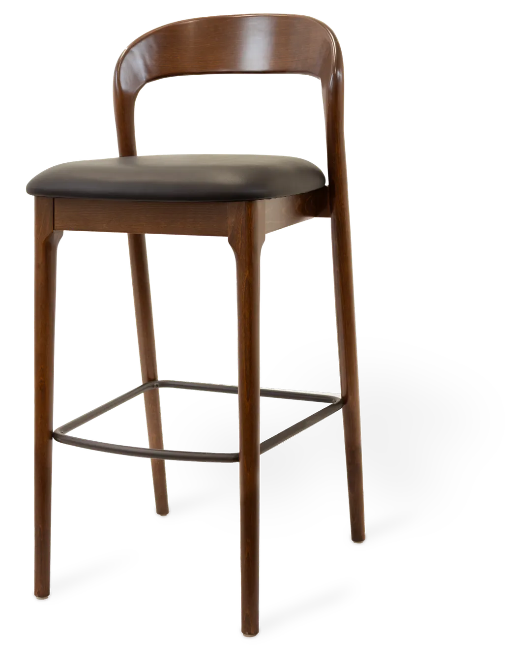 JustChair W11730 Wooden Bar Stool with Contour Back, Padded Seat, German Beech, Leg Rest, Quickship