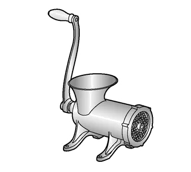Alfa International 22 HFG Manual Meat Grinder – #22 Hub, Cast Iron, 1/4” Hole Chopper Plate, Set