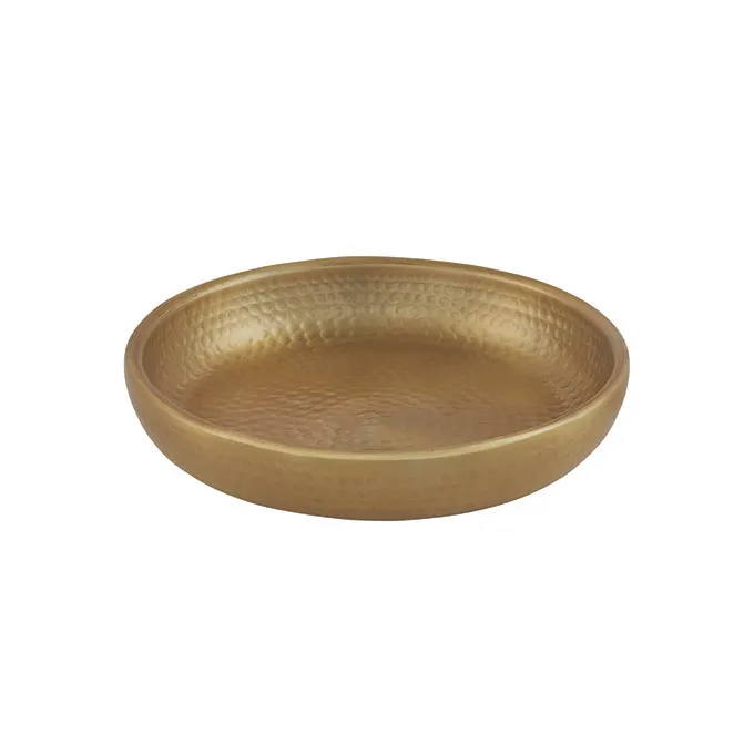 American Metalcraft ADSEAG14 Seafood Tray, 14" Dia x 2½" H, 128 oz Capacity, Hammered Aluminum Gold