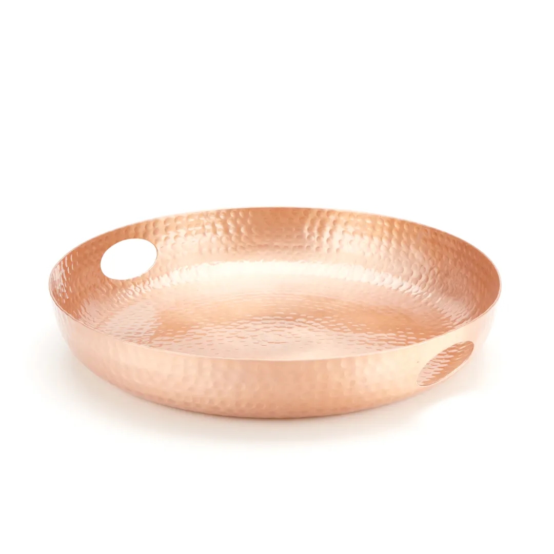 American Metalcraft ATHC16 Round Beverage Tray, 16" Dia x 2.75" H, Hammered Aluminum Copper, Hand Wash Only