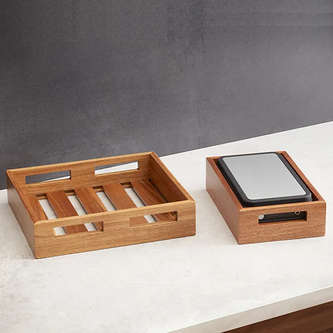 American Metalcraft AWH1 Wooden Serving & Display Crate, Rectangular Acacia, 9-7/8" Length