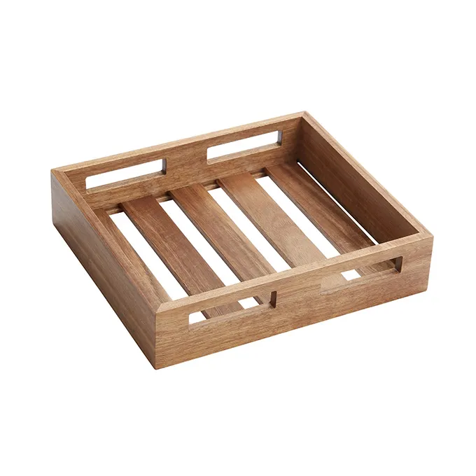 American Metalcraft AWH2 Wooden Square Serving & Display Crate, Acacia Wood, 11.25" L