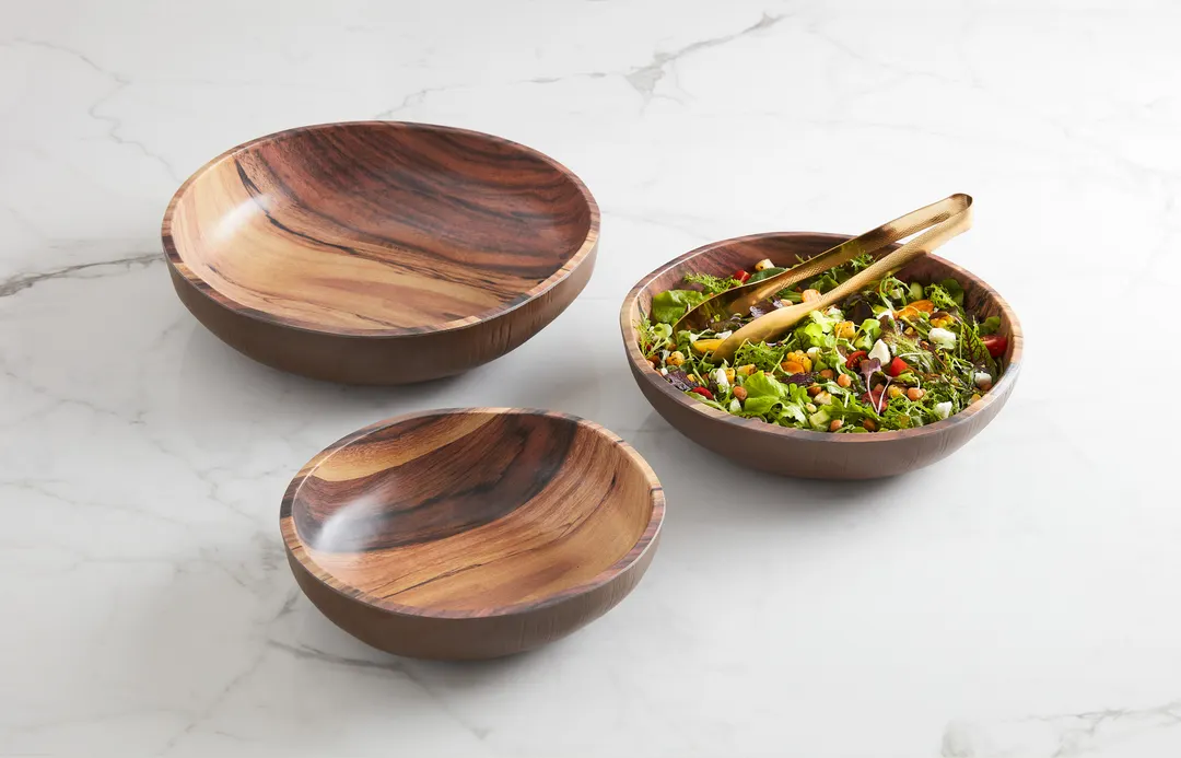 American Metalcraft AWMB11 Wood Bowl – 97 oz (3 qt), 11" Diameter x 3.2" H, Melamine, Acacia