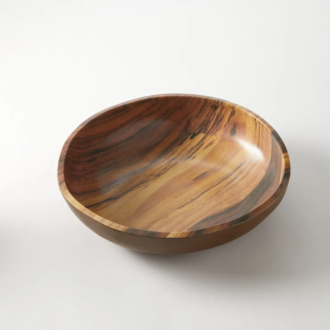 American Metalcraft AWMB12 Wood Bowl - 12.75" Dia, 3.4" H, 137 oz (4 qt) Capacity, Round Melamine with Acacia Wood