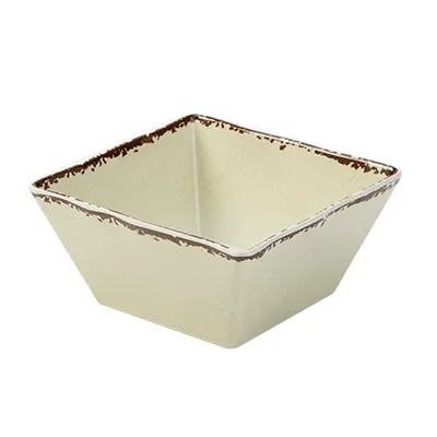 American Metalcraft AWMSQ73 Plastic Bowl, 58 oz (1 Quart) 7" sq x 3.25" H, Antique White Melamine, Dishwasher Safe