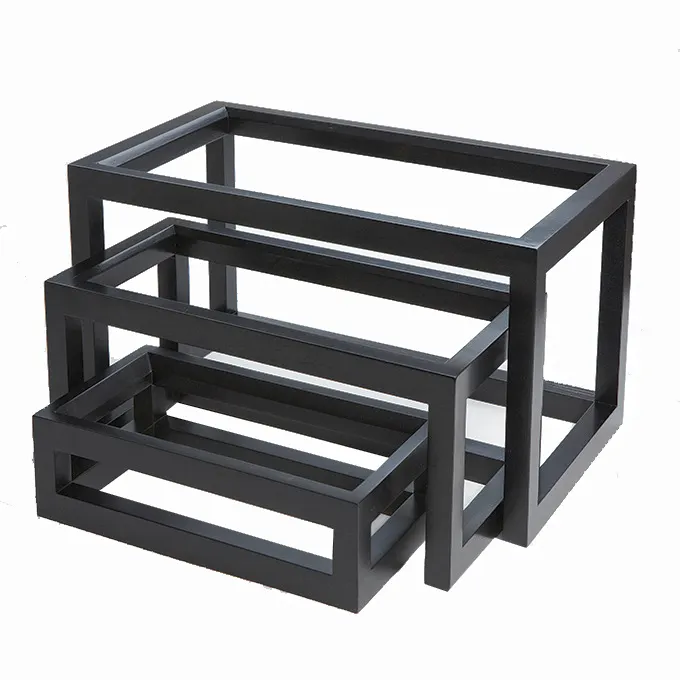 American Metalcraft AWR10 Black Wood Riser Set, 3-Piece, Lacquered
