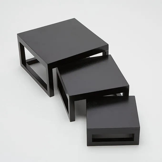 American Metalcraft AWRSP 3-Piece Black Wood Square Riser Set