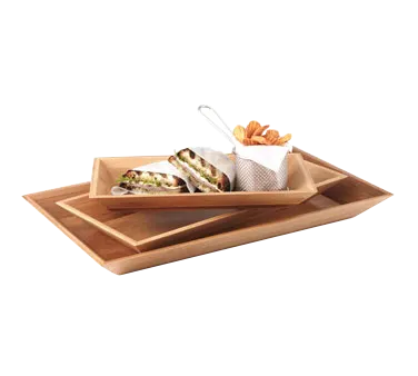American Metalcraft BAM18 - Rectangular Bamboo Tray, 18" L x 8-1/4" W x 2" H, Natural Wood Finish