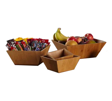 American Metalcraft BAM73 Wood Bowl - 58 oz (7" sq. x 3-¼" H) Bamboo, Hand Wash, 7" Diameter