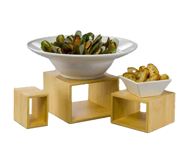 American Metalcraft BAMRN1 Natural Bamboo Display Riser Set, Square - 3/Set