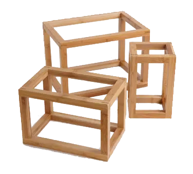 American Metalcraft BAMRSET 3 Piece Bamboo Frame Riser Set, Natural Wood Base, Sizes up to 11.25" L - Set