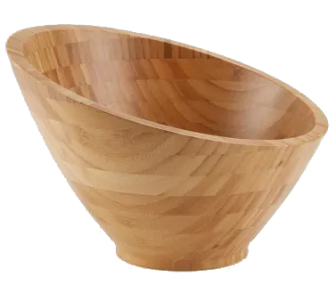 American Metalcraft BAMSL92 Wooden Bowl - 48 oz (9.75" dia x 6-1/8" H) Angled Bamboo, Hand-Wash Only