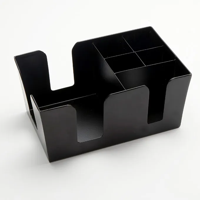 American Metalcraft BARB7 Bar Caddy, 9"L x 6"W x 4"H, 6-Compartment Steel, Powder-Coated Black