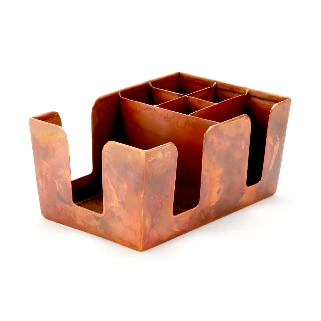 American Metalcraft BARC7 Bar Caddy, 6‑Compartment, Antique Copper, 9"L x 6"W x 4"H