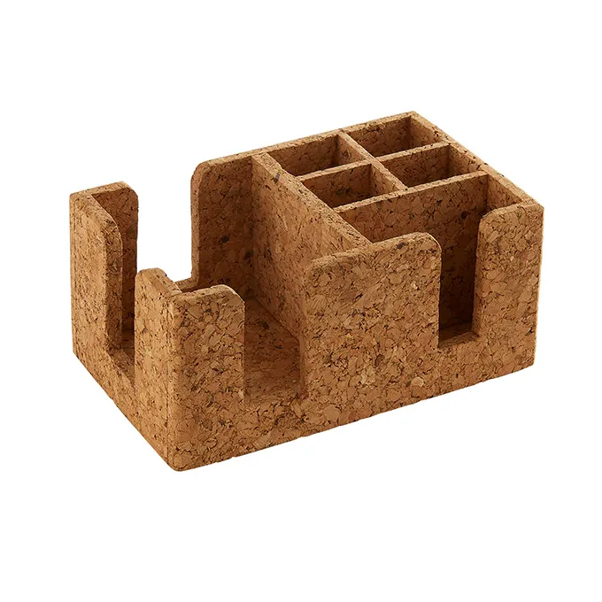 American Metalcraft BARCK5 Countertop Condiment Organizer, 6-Section Cork Coffee Caddy, Brown, 4½" H