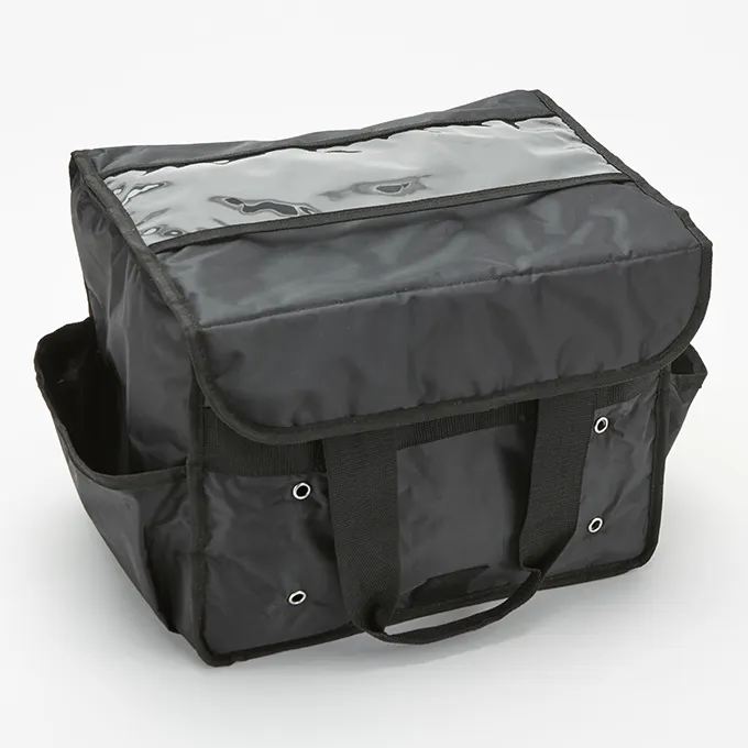 American Metalcraft BLSB1512 Delivery Bag - 15" L x 9" W x 12" H Nylon Black Comp 2 Pockets 9 Holes