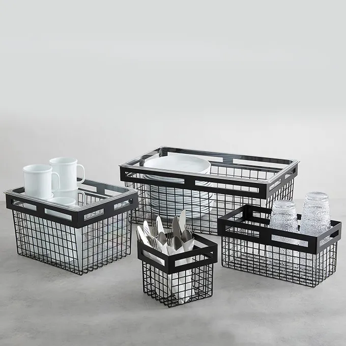 American Metalcraft BNRB20 Twilight Basket, 20-3/8" L x 12-3/10" W x 8" H Nestable Metal Black Tray