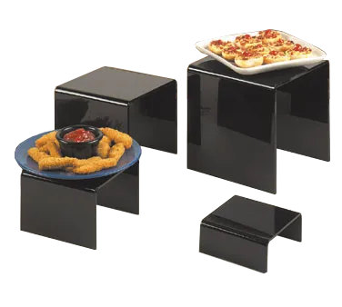 American Metalcraft BRS2 4-Piece Black Acrylic Square Risers - Set