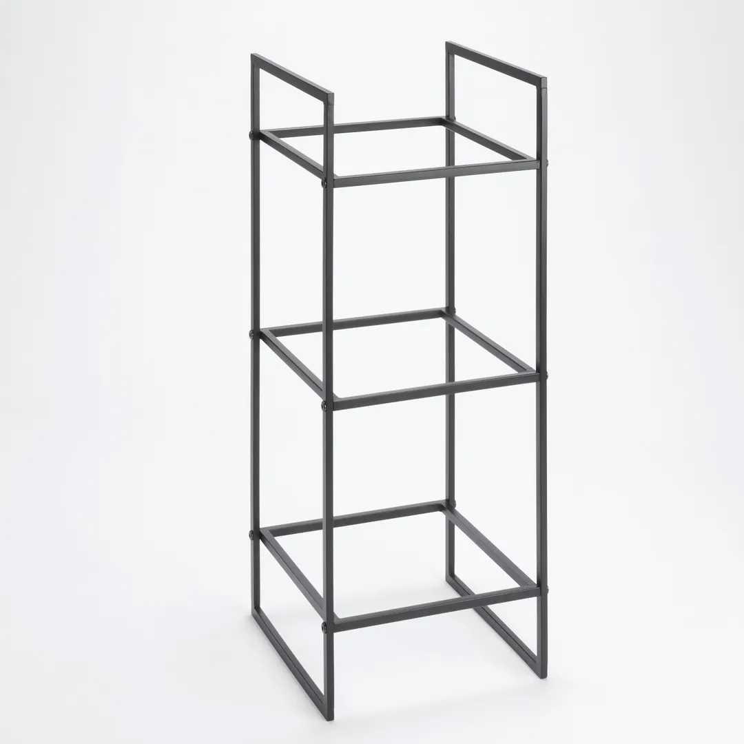American Metalcraft BRT3 Three‑Tier Black Square Display Riser, 25‑1/2" H, 3‑4 Steps, Modular Tabletop Stand