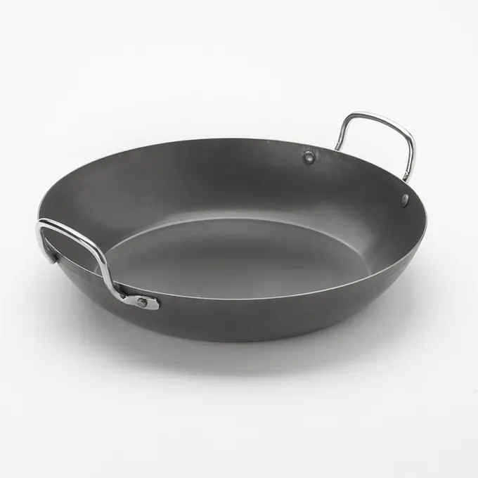 American Metalcraft BSPP11 Paella Pan, 82‑Oz 12.25″ Round Black Steel, Induction Ready
