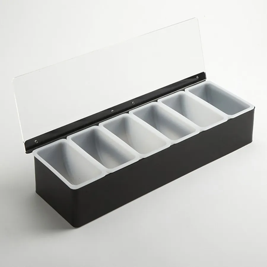 American Metalcraft CDB6 6-Compartment Holder, 17.75" L x 5.75" W x 3.5" H, steel housing