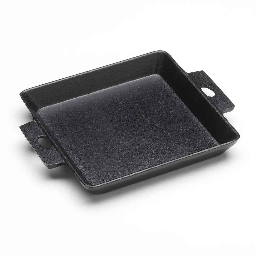 American Metalcraft CIPS61 - Square Iron Baking Dish, 9.5-Ounce (280 ml), 5.75" L x 5.75" W x 7/8" H, Black, Handles