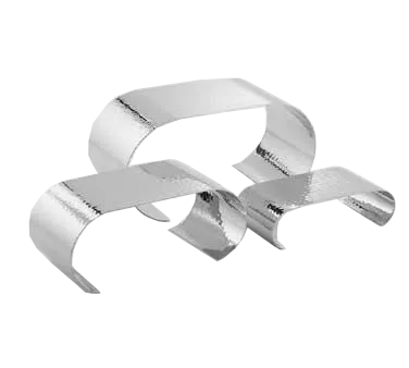 American Metalcraft CRH3 Curl Riser Set – 3 Silver Steel Risers, Hammered, 8.25"-12.5" L – 3/Set