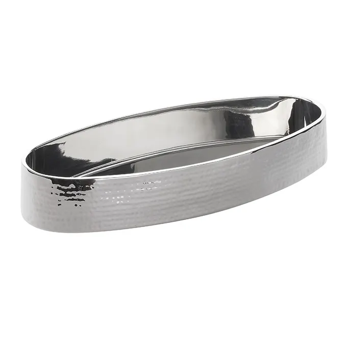 American Metalcraft DWBHV22 - 6-Quart Hammered Double-Wall Oval Serving Bowl, 216 oz Capacity