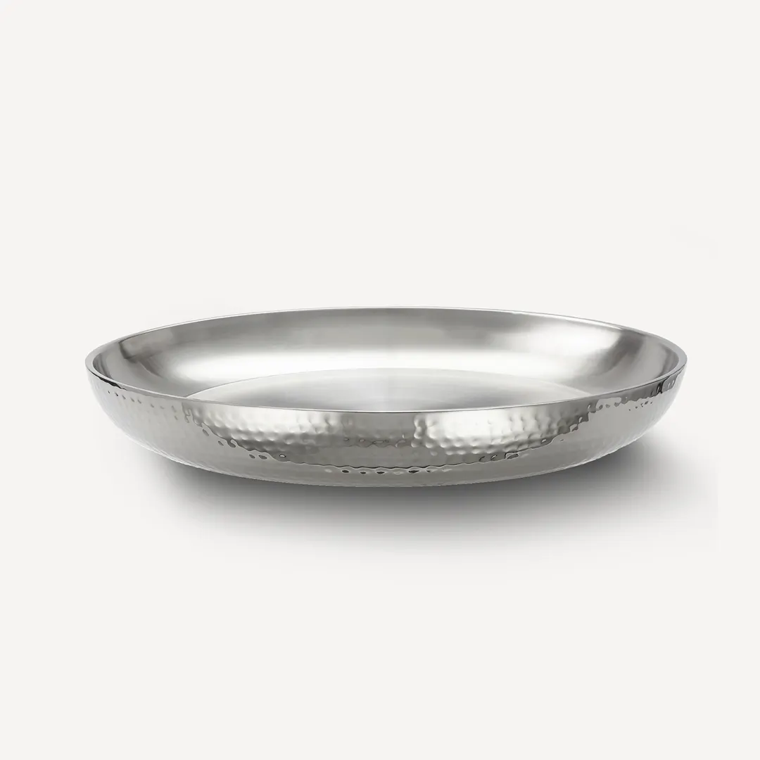 American Metalcraft DWHSEA14 Seafood Tray, 98-oz (13-3/4" dia. x 2-1/4" H) Stainless Steel, Hammered, Serving Tray