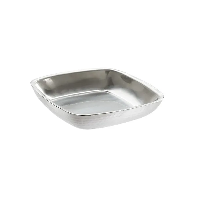 American Metalcraft DWHSSEA10 Double Wall Hammered Seafood Tray, 10" Square, Stainless Steel, Presentation