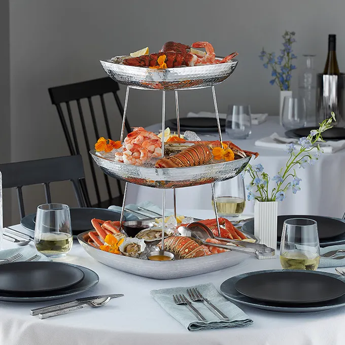 American Metalcraft DWSSEA12 Double Wall Stainless Steel Seafood Tray, 12-1/8" Square, 12" Size, Polished