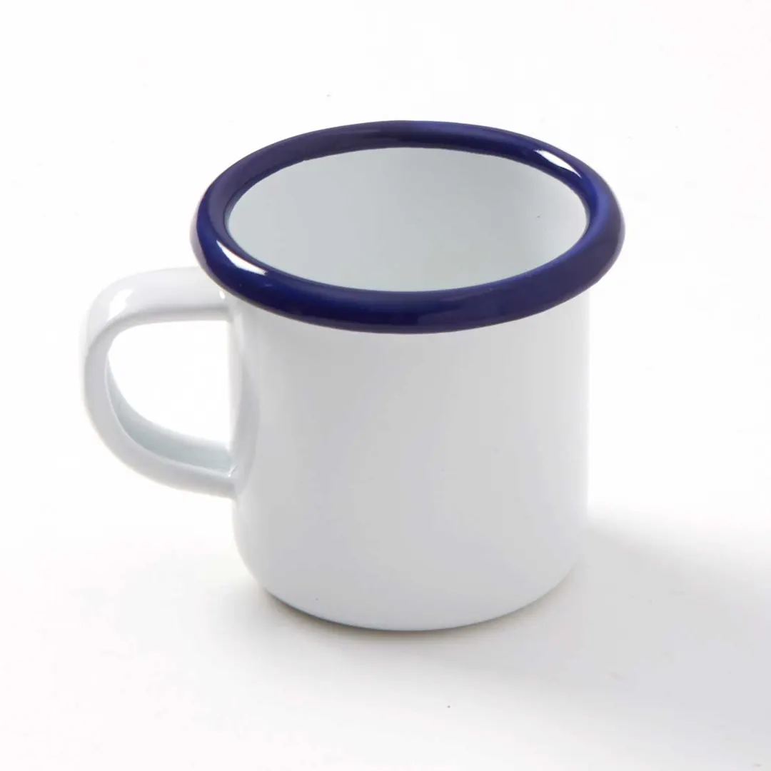 American Metalcraft EWM6 Mug, 6 Oz, White/Blue Rim, 2-7/8" Dia x 2-3/4" H x 3-1/2" L, Coated Steel