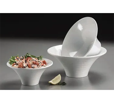 American Metalcraft FLRB8 33 oz (1 qt) Round Plastic Bowl, 8" Dia x 3¾" H White Melamine, Durable, Dishwasher Safe