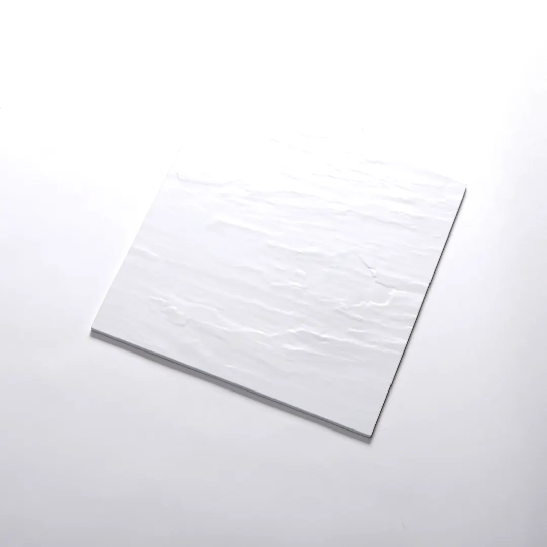 American Metalcraft FSLW14 Plastic Serving Platter, 14½" x 14½" x ¼" Square Melamine Tray, White Faux Slate