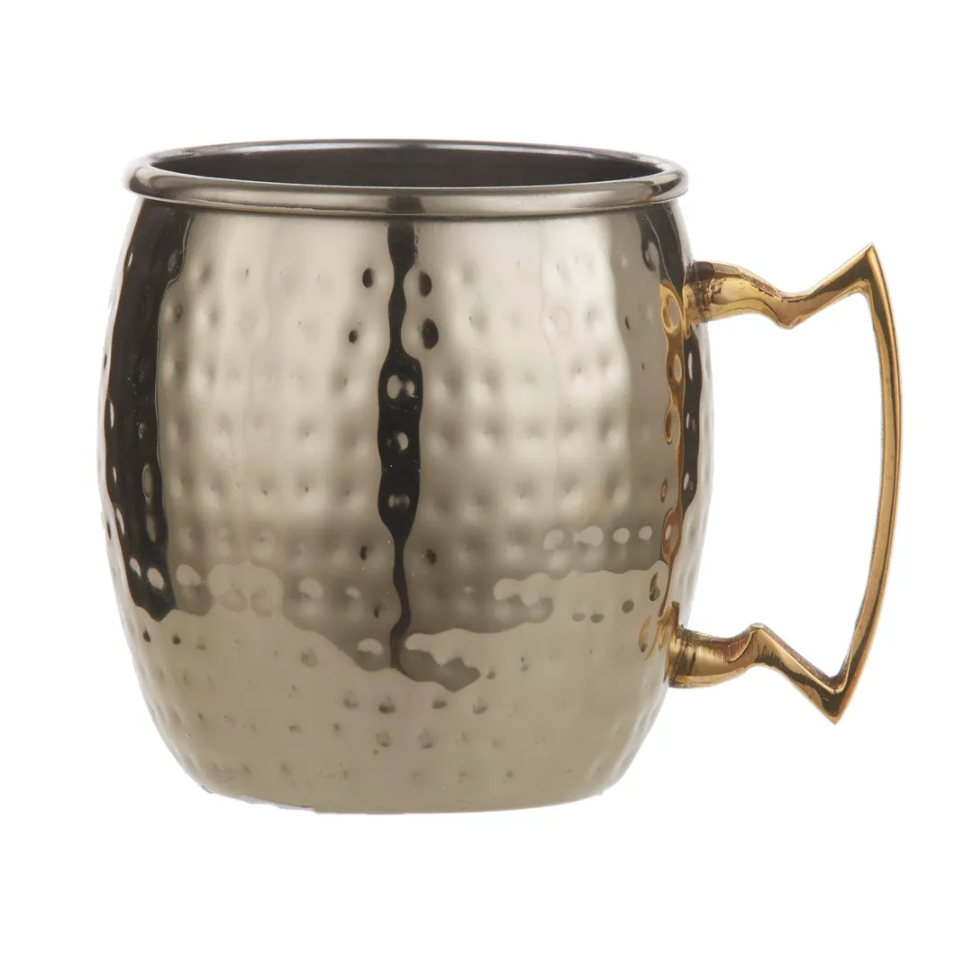 American Metalcraft GM16H Mule Mug 16 oz 3-1/4" Dia x 3-7/8" H Steel Brass Handle Gold Hammered