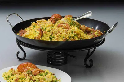 American Metalcraft GS1775 Paella Pan – 21‑3/4" Dia x 4‑3/4" H, Steel Non‑Stick, Steel Handles