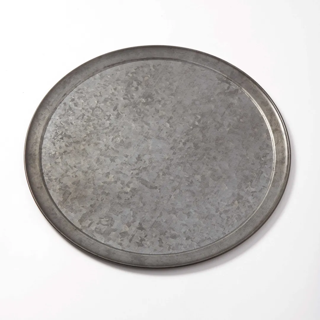 American Metalcraft GTP16 Serving & Display Tray, Round 16" Dia x 3/8" H, 6mm Thick Galvanized with Onyx