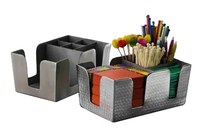 American Metalcraft HMBAR8 Bar Caddy, 6-Compartment Organizer, 8.5"L x5.75"W x4.5"H, Steel Finish