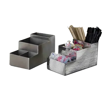 American Metalcraft HMBAR9 Bar Caddy – 8"L x4"W x4"H Steel Organizer, 4-Compartment, Hammered Finish