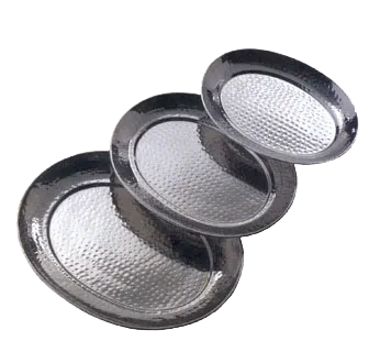 American Metalcraft HMOST1520 Oval Serving Tray, 20" x 15-1/2" x 1-1/8", Stainless Steel, Hammered