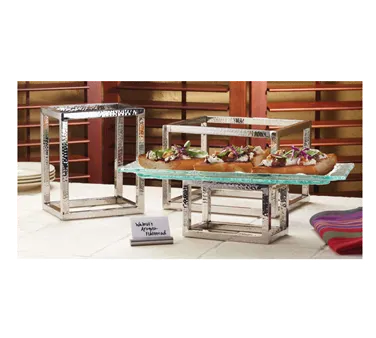 American Metalcraft HMRRSET 3-Piece Stainless Steel Riser Set, Silver Square, Sizes 7.5"-11.5" L