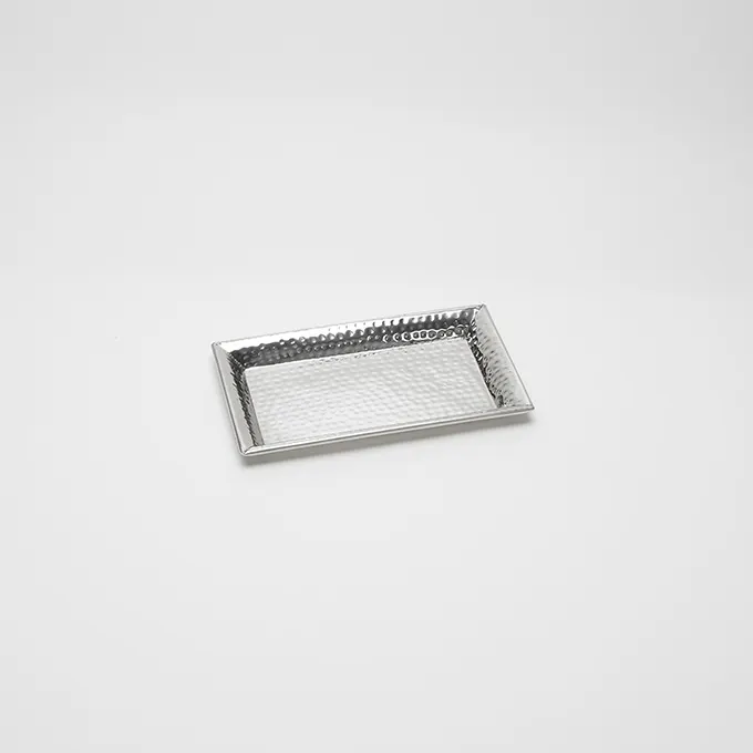 American Metalcraft HMRT712 Serving Tray, 12-3/8" x 7-3/8" x 1" H, Hammered 18/8 Stainless Steel
