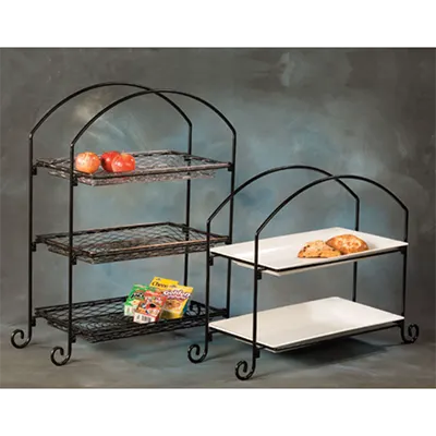 American Metalcraft IS13 Ironworks 3‑Tier Black Wrought Iron Display Stand, 24½"L x 12⅞"W x 32⅜"H