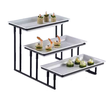 American Metalcraft IS18 3-Tier Black Wrought Iron Display Stand, 20" L x 13.75" W x 12" H, Stair-Step