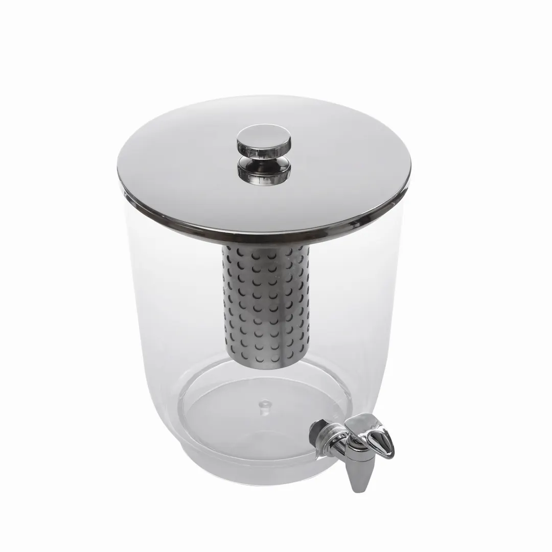 American Metalcraft JUICE3 12-Qt Tritan Dispenser with Faucet Cover Ice Tube, 11"L x 10"W x 19"H
