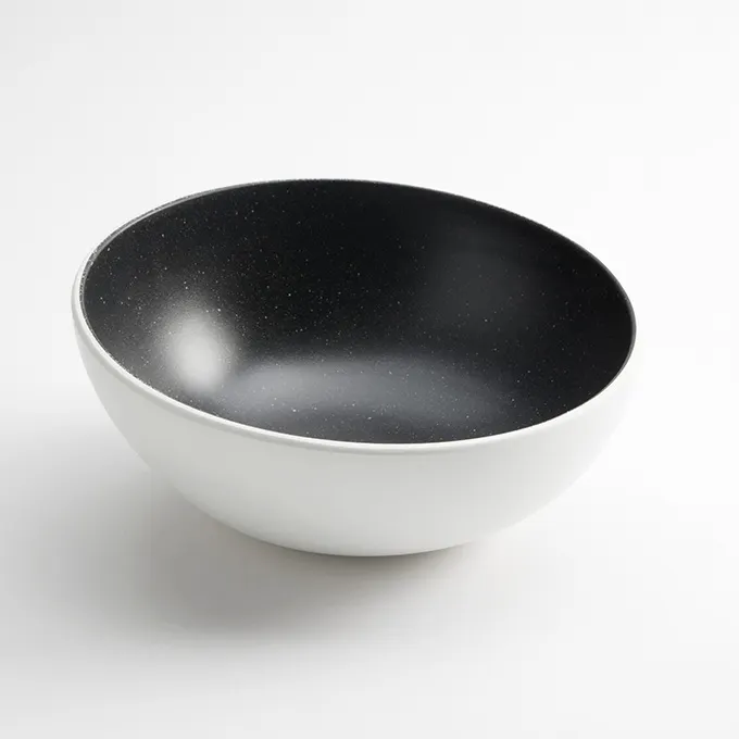 American Metalcraft LFTBB9 Melamine Bowl, 68 oz (2 qt), 9-7/8" Dia x 4.5" H, Round Angled, White with Black Speckles