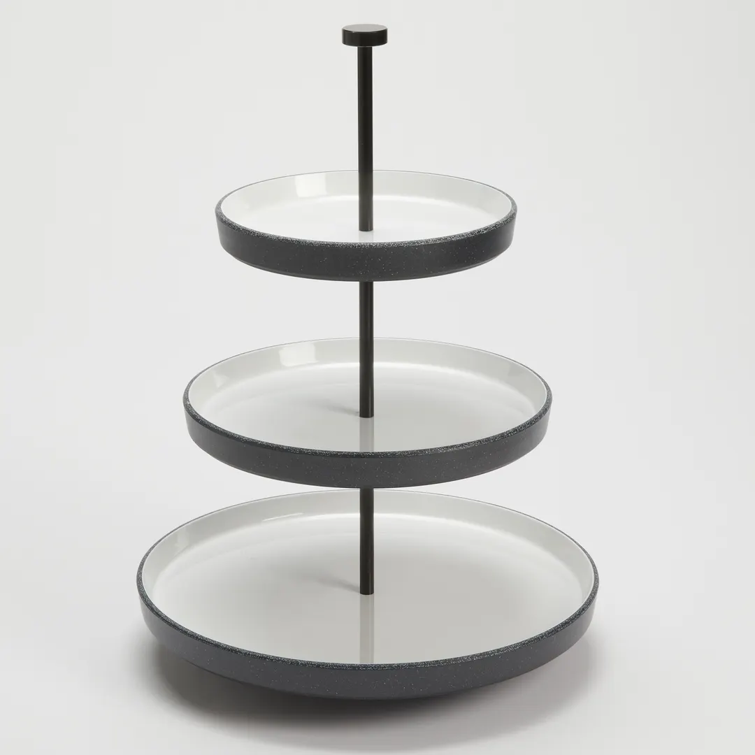 American Metalcraft LFTTSB17 Tiered Display Stand, 17.5" White Melamine with Black Speckles, 3‑4 Tier Lift Collection
