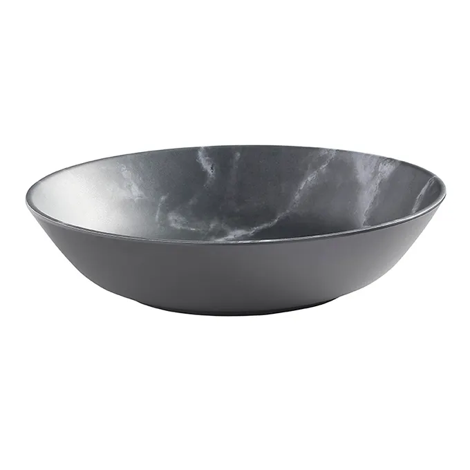 American Metalcraft 36 Oz. Round Matte Marble Grey Melamine Bowl - Thumbnail 5