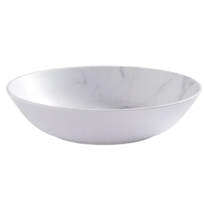 American Metalcraft MCB36MA 36‑oz Plastic Bowl, 8‑3/4" Dia x 2" H, Round Melamine, Marble White, Mix Matte Collection