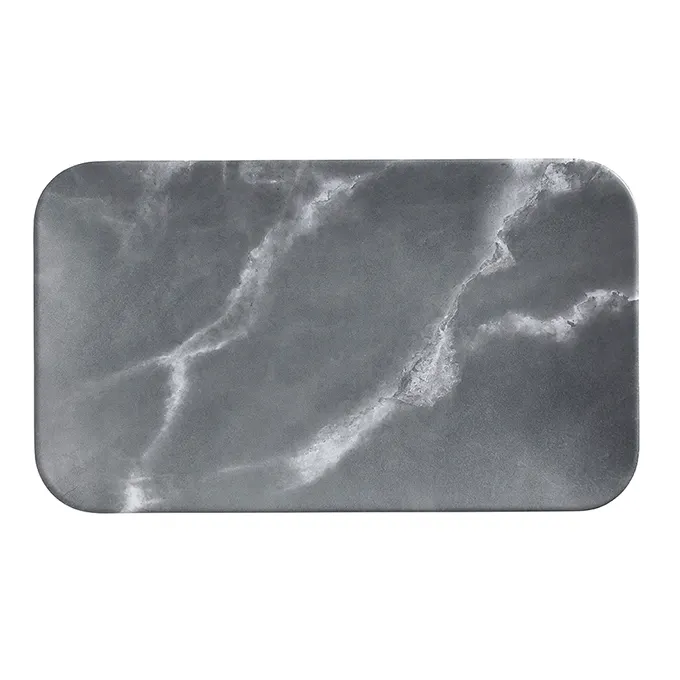 American Metalcraft MCP12GM Rectangular Melamine Serving Platter, 12" L x 7" W x 1" H, Matte Marble Grey Dinnerware